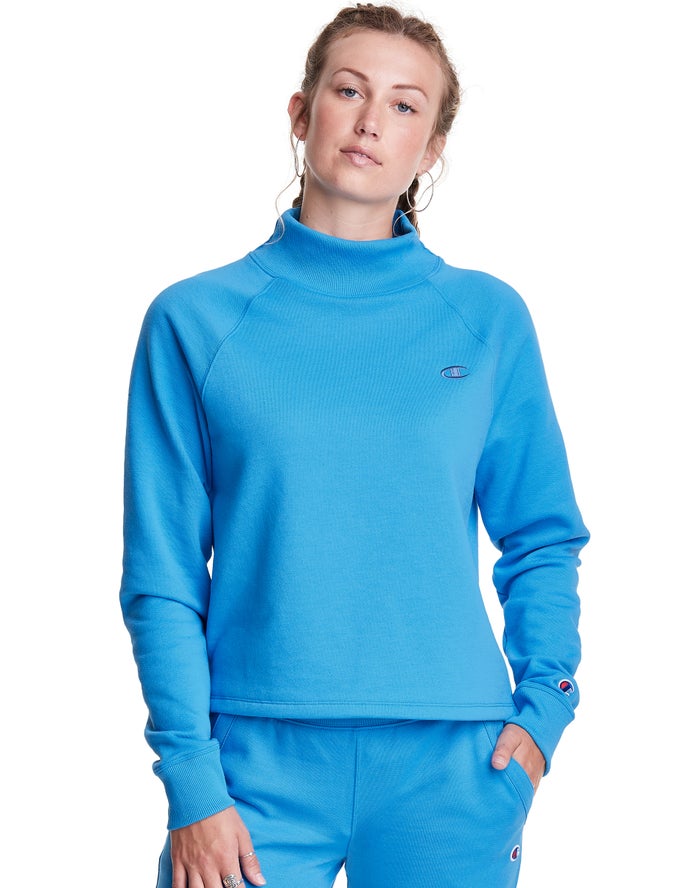 Sudadera Champion Mujer - Powerblend Fleece Mock Neck Embroidered Logo ( Azules ) 4358690-ZA